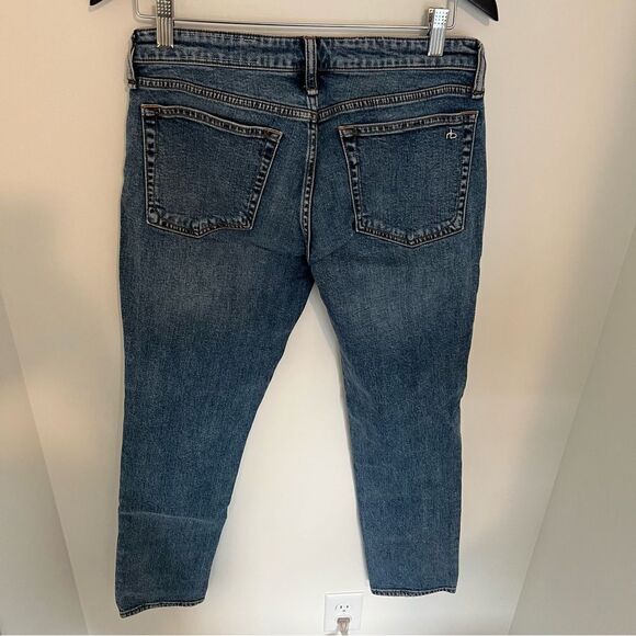 Rag & Bone Dre Low Rise Slim Boyfriend Jeans Distressed Blue River | Size 26 - Picture 7 of 10